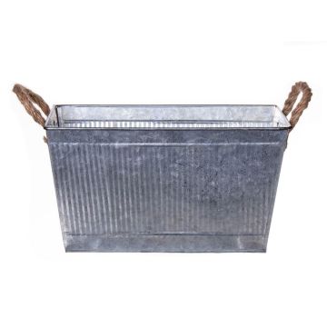 Jardinière rectangulaire BIMETO avec poignées, rainures, zinc, argent, 24 x 14 x 13 cm Jardinière rectangulaire BIMETO avec poignées, rainures, zinc, argent, 24 x 14 x 13 cm