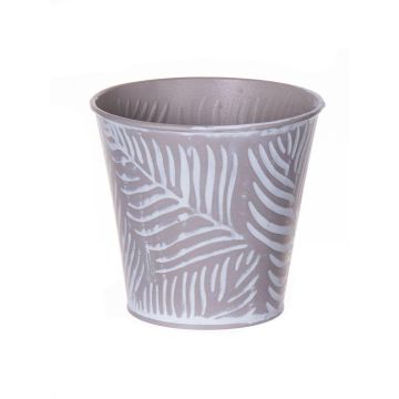 Pot de fleurs FABIONALTA avec motif de feuilles, zinc, taupe-blanc, 9,3 cm, Ø 10 cm