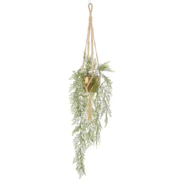 Panier suspendu avec fougère Adiantum artificielle ATHELSTAN, pot en céramique or, vert, 105cm