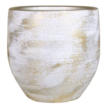 Cache-pot AETIOS, céramique, dégradé de couleurs, blanc-or, 13 cm, Ø 14 cm