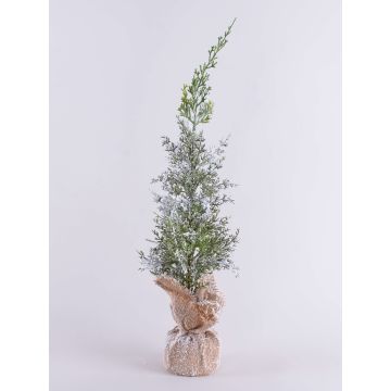 Cèdre artificiel ANGARA dans un sac en jute, enneigé, vert-blanc, 60cm