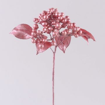 Branche décorative Sureau VIKTORINE avec des baies, or rose métallique, 30cm Branche décorative Sureau VIKTORINE avec des baies, or rose métallique, 30cm