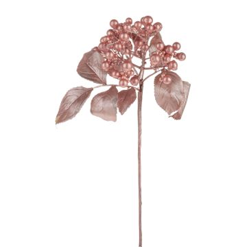 Branche décorative Sureau VIKTORINE avec des baies, or rose métallique, 30cm Branche décorative Sureau VIKTORINE avec des baies, or rose métallique, 30cm