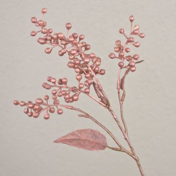 Branche de gaultheria artificielle ROGAN avec des fruits, or rose métallique, 40cm Branche de gaultheria artificielle ROGAN avec des fruits, or rose métallique, 40cm