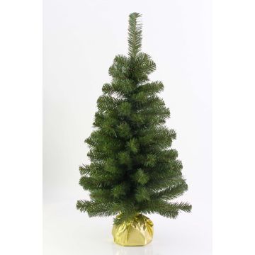 Mini sapin artificiel VARSOVIE, sac doré, 90cm, Ø50cm Mini sapin artificiel VARSOVIE, sac doré, 90cm, Ø50cm