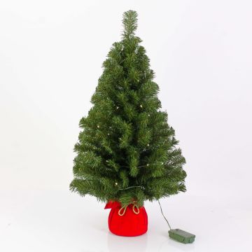 Mini sapin artificiel VARSOVIE, sac rouge, LEDs, 90cm, Ø50cm Mini sapin artificiel VARSOVIE, sac rouge, LEDs, 90cm, Ø50cm