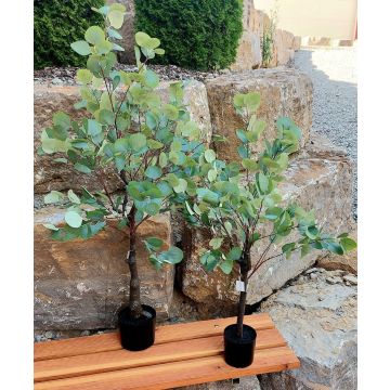 Arbre en plastique Eucalyptus WISGARD, tronc artificiel, vert-gris, 90cm
