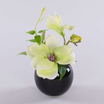 Magnolia artificiel FEMI dans un pot en céramique noir, crème-vert, 20 cm, Ø 17 cm Magnolia artificiel FEMI dans un pot en céramique noir, crème-vert, 20 cm, Ø 17 cm