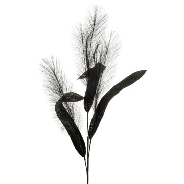 Branche de roseau en mousse synthétique ZIGOR avec des paillettes, noir, 110cm