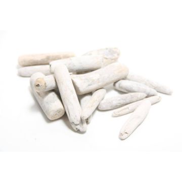 Décoration à disperser WENDY, bois flotté, 4-14 cm, 400 g, blanchie à la chaux