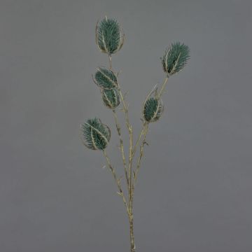 Branche artificielle de cardère sauvage LORISU, vert pétrole, 65 cm, Ø 3-4 cm