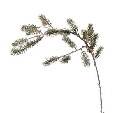 Branche décorative de sapin ORVILOS avec pommes de pin, vert et blanc, 85 cm