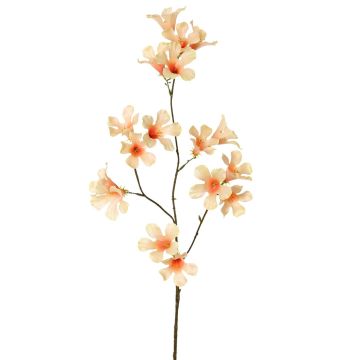 Branche de fleurs artificielles « trompette de jasmin » AURINA, couleur pêche, 90 cm
