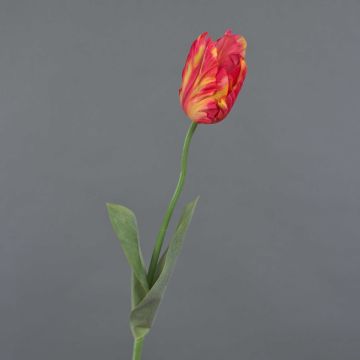 Fleur artificielle Tulipe perroquet UAKARI, rouge-orange-vert, 65cm, Ø6cm