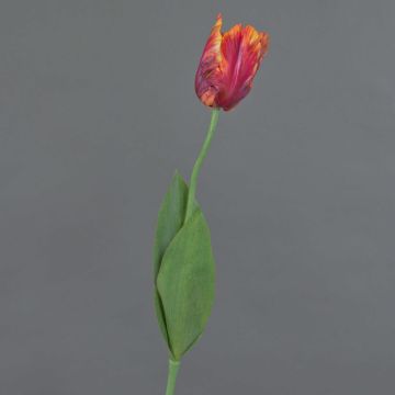 Fleur artificielle Tulipe perroquet UAKARI, rouge-fuchsia-orange-vert, 65cm, Ø6cm