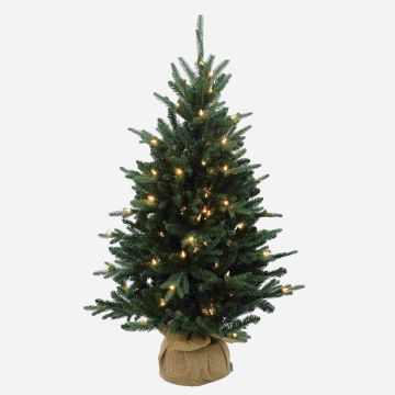 Sapin de Noël artificiel HANKO, LED, sac en jute, 90cm, Ø60cm