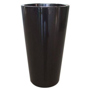 Vase à plantes rond et haut THERESITA en plastique, avec insert, kit d'arrosage, noir, 75cm, Ø40cm