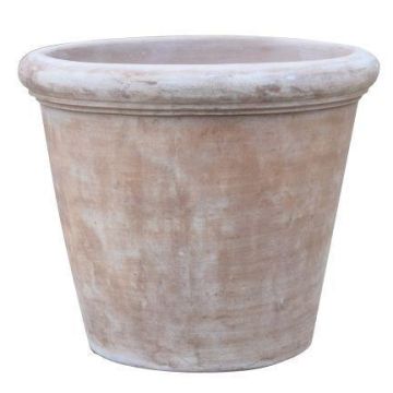 Pot de fleurs VIRELY en terre cuite, fait main, patiné, marron, 41 cm, Ø 46 cm
