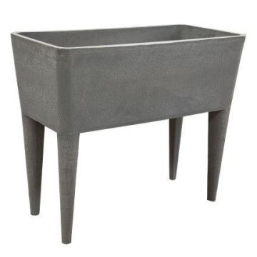 Pot de fleurs LUAVIA en béton de bois, pieds, gris, 76 x 37 x 65 cm Pot de fleurs LUAVIA en béton de bois, pieds, gris, 76 x 37 x 65 cm