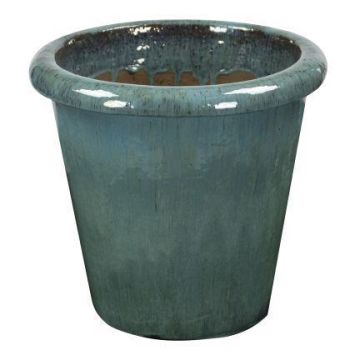 Pot de fleurs ELVORN en terre cuite, émaillé, dégradé de couleur, bleu clair, 44 cm, Ø 47 cm