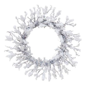 Couronne artificielle de saule EZIO, enneigée, blanc, Ø30cm