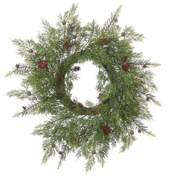 Couronne de cyprès artificielle ALCIRA avec pommes de pin, vert, Ø45cm