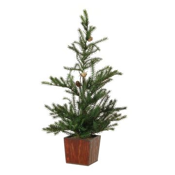 Arbre décoratif Sapin CEDARIO avec pommes de pin, dans un pot en bois, 60cm