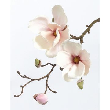 Magnolia en soie MALBINE, blanc-rose, 50cm, &Oslash;6-10cm