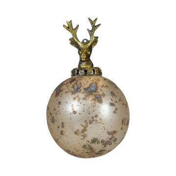 Boule de Noël NUMI en verre, Cerf, or antique, Ø10cm