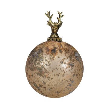 Boule de Noël NUMI en verre, Cerf, or antique, Ø12cm