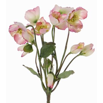 Roses de Noël artificielles HALLA, 6 fleurs, rose, 30cm, Ø7cm