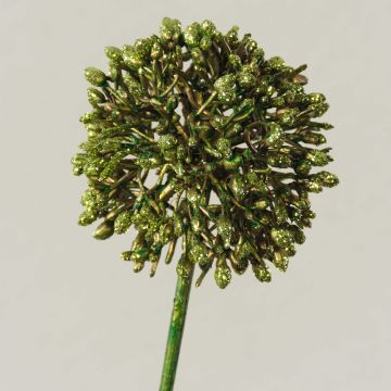 Allium artificiel HELLA, scintillant, vert-or, 45cm