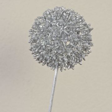 Allium artificiel HELLA, scintillant, argent, 75cm, Ø11cm