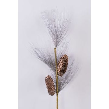 Branche de pin artificielle MARTJE, pommes de pin, paillettes, cuivre, 100cm