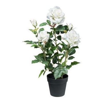 Fleur artificielle: rose FURHYN dans un pot décoratif, blanche, 60cm Fleur artificielle: rose FURHYN dans un pot décoratif, blanche, 60cm
