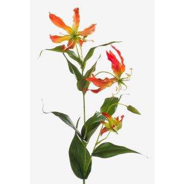 Gloriosa artificielle FUJITA, orange-jaune, 80cm, Ø15cm