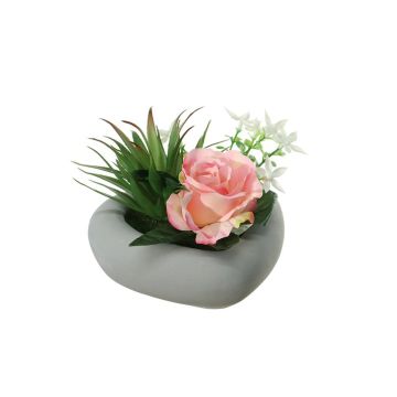 Arrangement de rose et d'agave artificiel BEVIS, pot décoratif, rose-blanc, 14cm, Ø18cm Arrangement de rose et d'agave artificiel BEVIS, pot décoratif, rose-blanc, 14cm, Ø18cm
