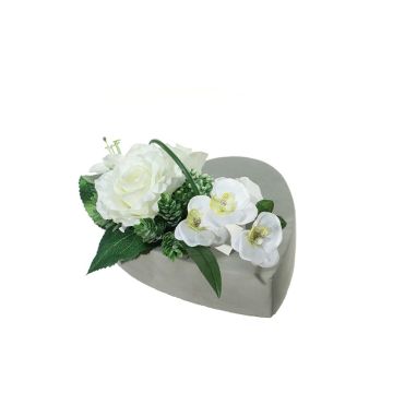 Composition florale artificielle Rose, orchidée, lys, houblon JELVA, pot décoratif, blanc, 13cm, Ø25cm Composition florale artificielle Rose, orchidée, lys, houblon JELVA, pot décoratif, blanc, 13cm, Ø25cm