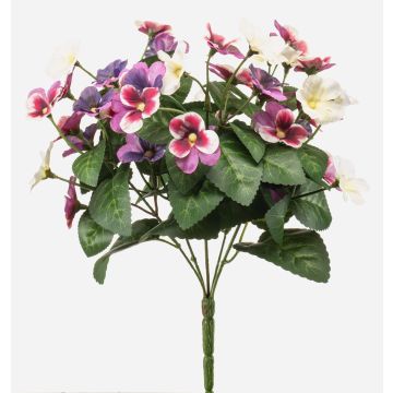Pensée artificielle NORHA sur tige, rose-violet-blanc, 30 cm