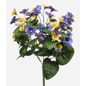 Pensée artificielle NORHA sur tige, jaune-bleu-violet, 30 cm