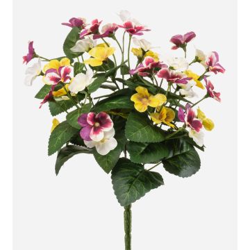 Pensée artificielle NORHA sur tige, blanc-violet-jaune, 30 cm
