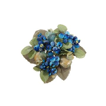 Couronne de bougie décorative STELLAN avec symphorines, bourgeons, bleu-vert, Ø10cm Couronne de bougie décorative STELLAN avec symphorines, bourgeons, bleu-vert, Ø10cm
