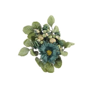 Anneau de bougie artificiel AMARINA avec gerbera, rose, bleu-vert, Ø10cm Anneau de bougie artificiel AMARINA avec gerbera, rose, bleu-vert, Ø10cm