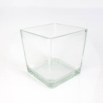 Pot de fleurs en verre KIM EARTH, transparent, 18 x 17,5 x 17,5 cm