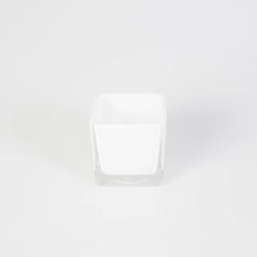 Verre à bougie KIM EARTH, blanc, 6x6x6cm