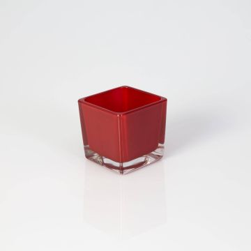 Verre à bougie KIM EARTH, rouge, 6x6x6cm Verre à bougie KIM EARTH, rouge, 6x6x6cm