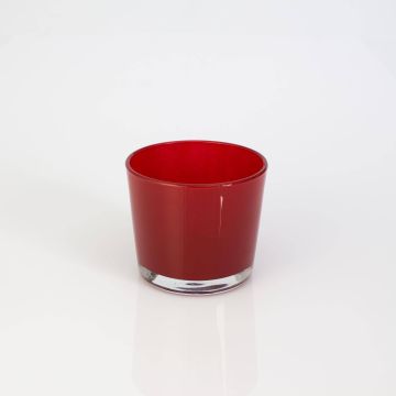 Porte-bougie ALENA, verre, rouge, 8,5cm, Ø10cm