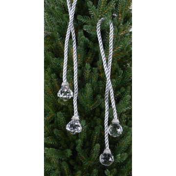 Décoration de sapin de Noël Boules acryliques TAYLER avec cordon, argent, 40cm, Ø3cm