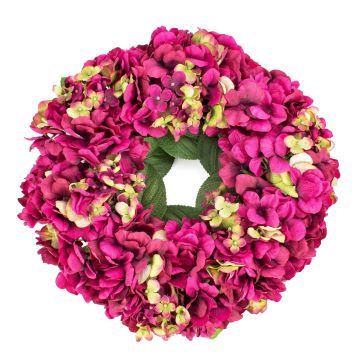 Couronne d'hortensias artificielle MEJA, rose fuchsia, Ø35cm Couronne d'hortensias artificielle MEJA, rose fuchsia, Ø35cm