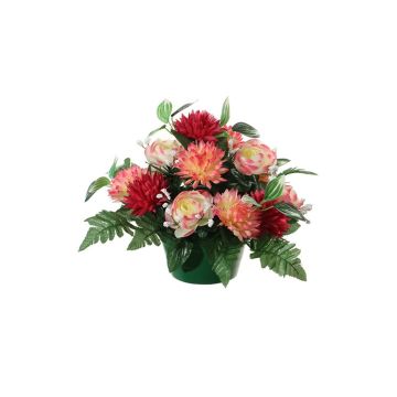 Arrangement de renoncule et d'aster de Chine artificiel WIEBKE, pot décoratif, rose-fuchsia-crème, 26cm, Ø30cm Arrangement de renoncule et d'aster de Chine artificiel WIEBKE, pot décoratif, rose-fuchsia-crème, 26cm, Ø30cm